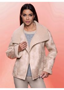 Heine Damen Lederimitatjacke, beige, Gr. 48, unifarben, 100% Polyester, Jacken