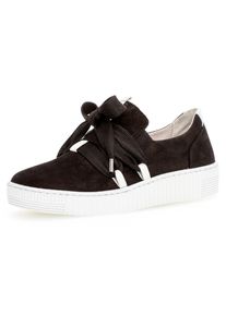 Gabor Damen Plateausneaker, Gr. 36, schwarz-weiß, Nubukleder, sportlich, Schuhe, Slip-On Sneaker, Slipper, Schnürschuh mit aufgesetzter Zierschnürung
