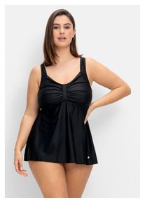 sheego Damen Tankini-Top "Große Größen", schwarz, Gr. 44, Polyamid, Xtra Life LYCRA, Bikini-Oberteile, mit Raffung im Brustbereich