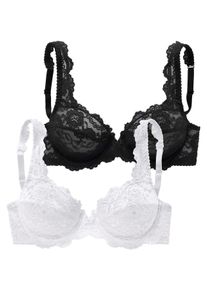 Petite Fleur Damen Bügel-BH, Gr. 85, schwarz, Spitze, Obermaterial: 80% Polyamid, 20% Elasthan, feminin, BHs, aus Spitze, Dessous