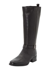 sheego Damen Weitschaftstiefel "Große Größen", Gr. 44, schwarz, Obermaterial: 100% Leder, klassisch, Schuhe, in Schaftweite XXL mit Zierband um der