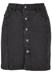 Urban Classics Damen Sommerrock "Urban Classics Damen Ladies Organic Stretch Button Denim Skirt", schwarz, Gr. 26, unifarben, 50% Baumwolle (Bio),