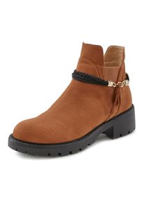 Lascana Damen Chelseaboots, Gr. 41, braun, Obermaterial: 100% Textilmaterial. Futter: 100% Textilmaterial. Decksohle: 100% Lederimitat. Laufsohle: