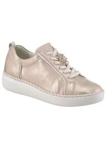 Waldläufer WALDLÄUFER Damen Plateausneaker "H-VIVIEN", Gr. 10, gold, Nappaleder, metallic, sportlich, Schuhe, Freizeitschuh, Halbschuh, Schnürer,