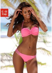 Buffalo Damen Bügel-Bandeau-Bikini-Top "Happy", rosa, Gr. 34, unifarben, Polyamid, Microfaser, Bikini-Oberteile, mit geflochtenem Detail