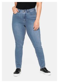 sheego Damen Stretch-Jeans "Große Größen", blau, casual, Gr. 27, unifarben, Obermaterial: 37% Viskose, 34% Baumwolle, 27% Polyester, 2% Elasthan,