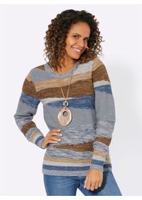 Casual Looks Damen Strickpullover "Pullover", blau, Gr. 38, gemustert, mehrfarbig, 58% Polyacryl, 42% Baumwolle, Pullover