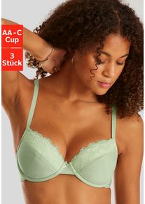 Petite Fleur Damen Push-up-BH, Gr. 85, bunt, Spitze, Jersey, Obermaterial: 59% Polyester, 19% Baumwolle, 11% Elasthan, 11% Polyamid, casual, BHs, mit