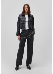 Mavi Damen Hemdbluse "WOVEN PU ZIP SHIRT", schwarz, Gr. L, unifarben, 100% Polyurethan, Blusen, Overshirt Lederoptik
