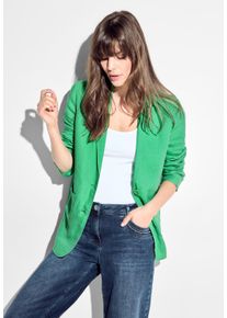 Cecil Damen Kurzblazer, grün, casual, Gr. S, unifarben, Web, 100% Leinen, Blazer, mit Reverskragen