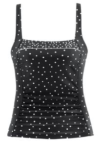 Lascana Damen Tankini-Top "Leona", schwarz-weiß, Gr. 48, bedruckt, gepunktet, Recycling-Polyamid, Bikini-Oberteile, mit Pünktchenprint