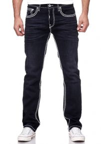 Rusty Neal Herren Straight-Jeans "LEVIN 7", schwarz, casual, Gr. 29, unifarben, 99% Baumwolle, 1% Elasthan, Jeans, mit trendigen Kontrastnähten