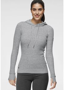Kangaroos Damen Kapuzenpullover, grau, casual, Gr. 52, meliert, Zopfmuster, Rippstrick, Obermaterial: 50% Baumwolle, 50% Polyacryl, Pullover, im