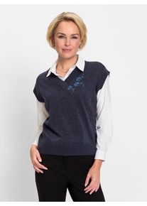 CLASSIC Damen Pullunder "Pullunder", blau, Gr. 42, unifarben, 85% Polyacryl, 10% Polyester, 5% metallisierte Fasern, Pullover