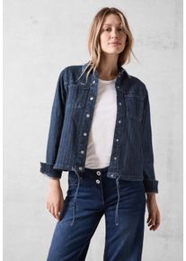 Cecil Damen Jeansjacke, blau, casual, Gr. XXL, gestreift, Web, 77% Baumwolle, 20% Polyester, 3% Elasthan, Jacken, mit Brusttaschen