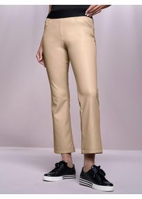 Heine Damen Lederimitathose, beige, Gr. 40, unifarben, 100% Polyester, Hosen