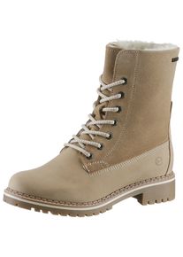 Tamaris Damen Winterboots, Gr. 41, beige, Nubukleder, Veloursleder, unifarben, klassisch, Schuhe, Blockabsatz, Winterstiefelette, Outdoorschuh mit