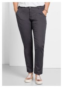 sheego Damen Chinohose "Große Größen", grau, casual, Gr. 23, unifarben, Obermaterial: 97% Baumwolle, 3% Elasthan, Hosen, in Stretch-Qualität