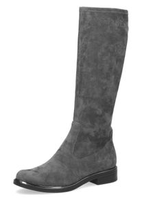 Caprice Damen Schlupfstiefel, Gr. 38, grau, Textil, unifarben, klassisch, Schuhe, Blockabsatz, Langschaftstiefel in klassischer Linie, XS Schaft