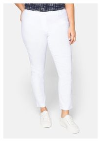 sheego Damen Stretch-Hose "Große Größen", weiß, sportlich, Gr. 27, unifarben, Obermaterial: 70% Viskose, 25% Polyamid, 5% Elasthan, Hosen, knitterarm