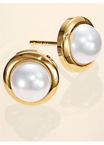 Lady Damen Paar Ohrstecker, Perlen, gold, Perlen, Ohrringe