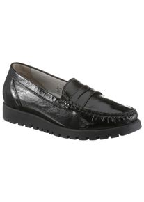 Waldläufer WALDLÄUFER Damen Mokassin "HEGLI", Gr. 8,5, schwarz, Lackleder, glänzend, klassisch, Schuhe, Slipper, Bequemschuh aus Lackleder, in komfortabler