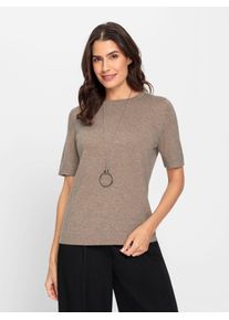 Inspirationen Damen Kurzarmpullover "Pullover", beige, Gr. 46, unifarben, 48% Polyamid, 27% Viskose, 20% Wolle, 5% Kaschmir, Pullover