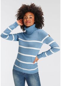 Kangaroos Damen Rollkragenpullover, blau, casual, Gr. 32, gestreift, geringelt, Strick, Obermaterial: 60% Baumwolle, 40% Polyacryl, Pullover, in