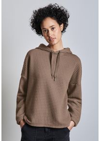 Street One Damen Langarmshirt, beige, casual, Gr. 38, unifarben, Stoff, 100% Polyester, Shirts, mit Kapuze mit Tunnelzugband