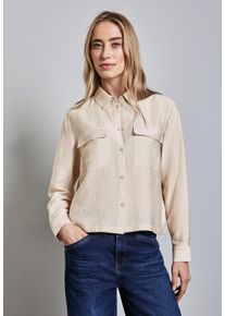 Street One Damen Langarmbluse, beige, casual, Gr. 44, unifarben, Stoff, 88% Viskose, 12% Polyamid, Blusen, mit Knopfleiste