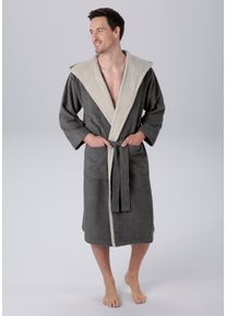 Unisex-Bademantel my home, grau, Walkfrottier, Hausmäntel, "Anna, ideal für Sauna & Spa, Hotelbademantel, Morgenmantel", für Damen & Herren, mit