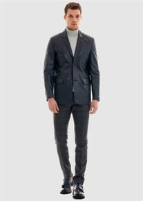 Pierre Cardin Herren Lederjacke, blau, elegant, Gr. S, unifarben, 100% Leder, Jacken, mit hohem Tragekomfort