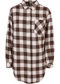 Urban Classics Damen Shirtkleid "Urban Classics Damen Ladies Oversized Check Flannel Shirt Dress", pink, casual, Gr. S, 100% Baumwolle, Kleider