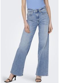 Only Damen High-waist-Jeans "ONLMADISON BLUSH HW WIDE DNM CRO371 NOOS", blau, casual, Gr. S, Abriebeffekte, Denim/Jeans, Obermaterial: 92% Baumwolle,