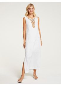 Heine Damen Maxikleid "Leinenkleid", weiß, Gr. 40, unifarben, 100% Leinen, Unterkleid:100% Baumwolle, Kleider