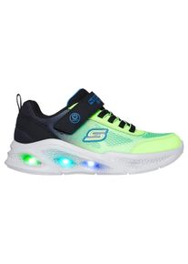 Skechers Kinder Sneaker "Skechers METEOR-LIGHTS", Gr. 32, schwarz, Textil, Lederimitat, kontrastfarbene Details, sportlich, Schuhe, Klettschuh mit