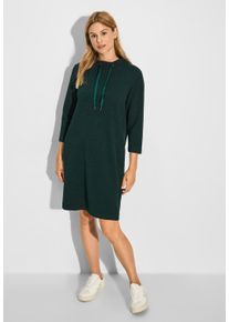 Cecil Damen Jerseykleid, grün, casual, Gr. S, Strukturmuster, Stoff, Sweatware, 68% Polyester, 28% Viskose, 4% Elasthan, Kleider, mit Stehkragen