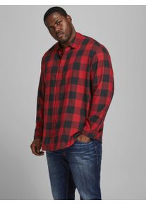 Jack & Jones PlusSize Herren Karohemd "GINGHAM TWILL SHIRT", rot, modisch, Gr. 5XL, JACK & JONES PLUSSIZE, Web, Obermaterial: 100% Baumwolle, Hemden, Bis Größe 6XL