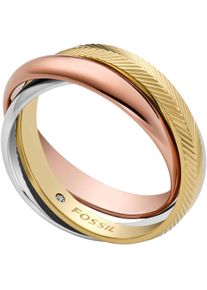 Fossil Damen Fingerring "Schmuck Geschenk Edelstahl Ring Harlow, JF04807998", 18, Edelstahl, 3mm, rosa, Edelstahl, Fingerringe