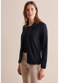 Cecil Damen Cardigan, blau, casual, Gr. L, unifarben, Stoff, 65% Viskose, 31% Polyester, 4% Elasthan, Strickjacken, mit Elastiksaum