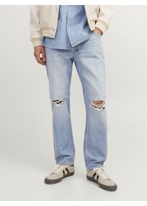 Jack & Jones JACK & JONES Herren Loose-fit-Jeans "JJICHRIS JJORIGINAL SBD 921 SN", blau, modisch, Gr. 30, Abriebeffekte, Denim/Jeans, Obermaterial: 100%