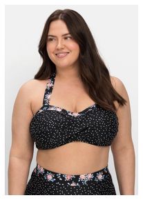 sheego Damen Bandeau-Bikini-Top "Große Größen", schwarz, Gr. 46, Polyamid, Xtra Life LYCRA, Bikini-Oberteile, in Wickeloptik, mit Neckholder-Träger