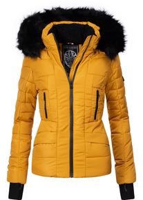 Navahoo Damen Steppjacke "Adele", gelb, modisch, Gr. XS, kontrastfarbene Details, Obermaterial: 100% Polyester, Futter: 100% Polyester, Wattierung: