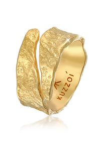 Kuzzoi Herren Silberring "Bandring Struktur Used Look 925 Silber", 66mm, ohne Stein, Silber 925 (Sterlingsilber), 10.7mm, gold, Silber 925