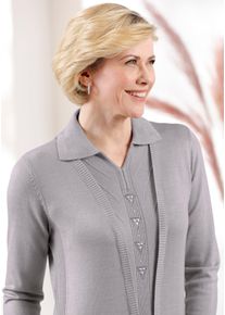 CLASSIC Damen Polokragenpullover "Pullover", grau, Gr. 40, unifarben, 100% Polyacryl, Pullover