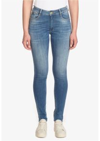 Damen Slim-fit-Jeans "PULPHIGH", blau, Gr. 30, Le Temps Des Cerises, unifarben, 92% Baumwolle, 6% Synthetik, 2% Elasthan, Jeans, mit hohem Bund und
