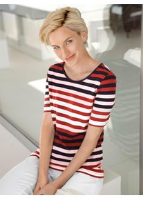 Casual Looks Damen Kurzarmshirt "Shirt", bunt, Gr. 40, gemustert, gestreift, mehrfarbig, 50% Baumwolle, 50% Modal, Shirts