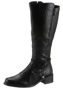 Rieker Damen Reißverschlussstiefel, Gr. 40, schwarz, Lederimitat, klassisch, Schuhe, Langschaftstiefel, Blockabsatz, Vario-Schaft und 2