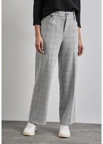 Street One Damen Stoffhose, grau, casual, Gr. 44, kariert, Stoff, 77% Polyester, 21% Viskose, 2% Elasthan, Hosen, High Waist