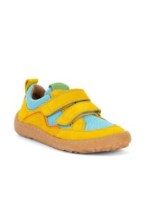 froddo Kinder Sneaker "Barefoot Base", Gr. 35blau, gelb, Leder, Textil, colorblocking, casual, Schuhe, Klettschuh, Freizeitschuh, Barfußschuh mit